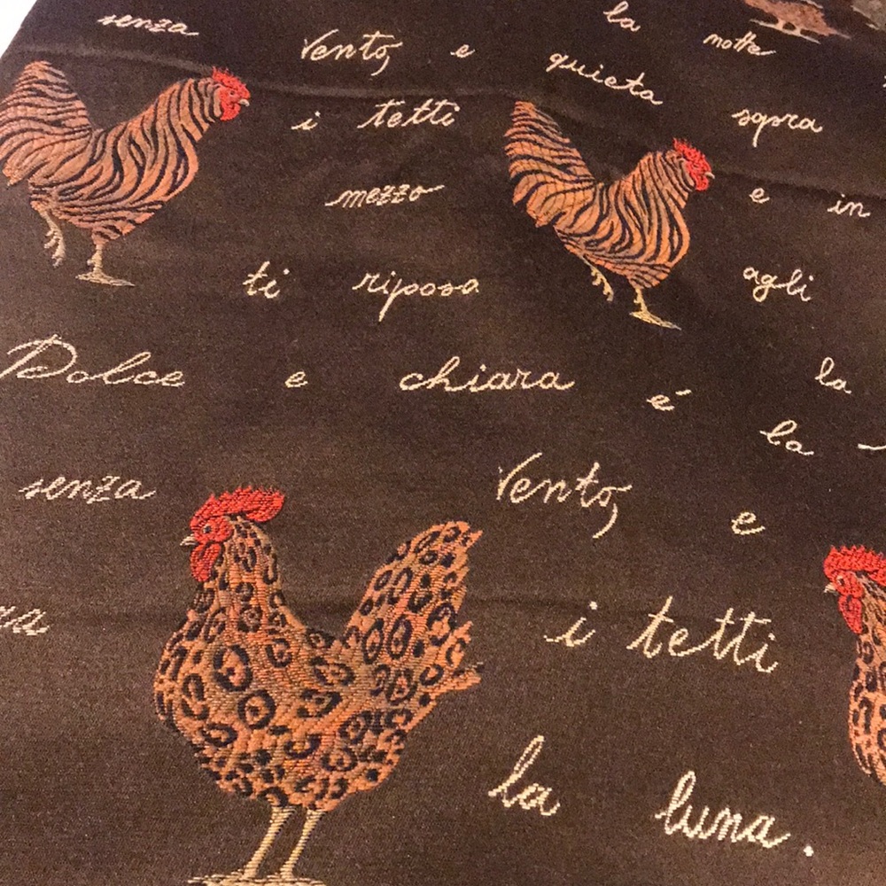 Decorative Rooster Print Tan , Red And Brown Fabric